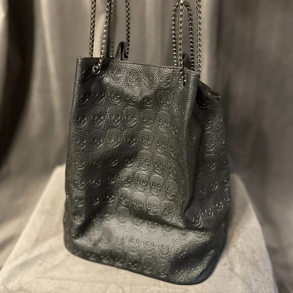 Zapps Skull Bucket Black Leather Shoulder Bag - Picture 8 of 9